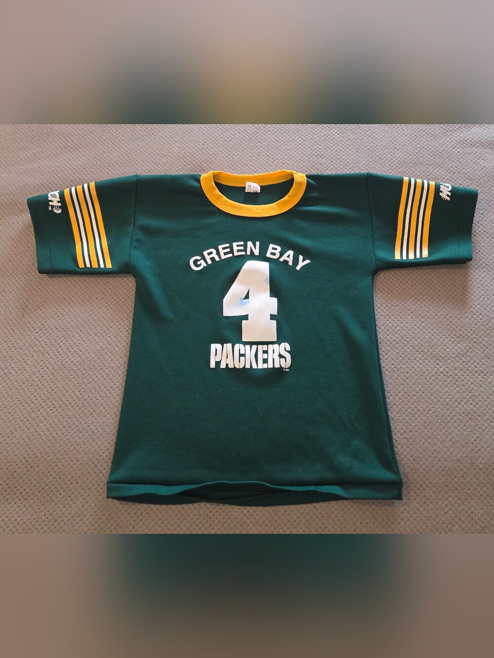 VINTAGE Green Bay Packers #4 Brett Favre FOOTBALL JERSEY BY HUTCH SIZE YOUTH MED